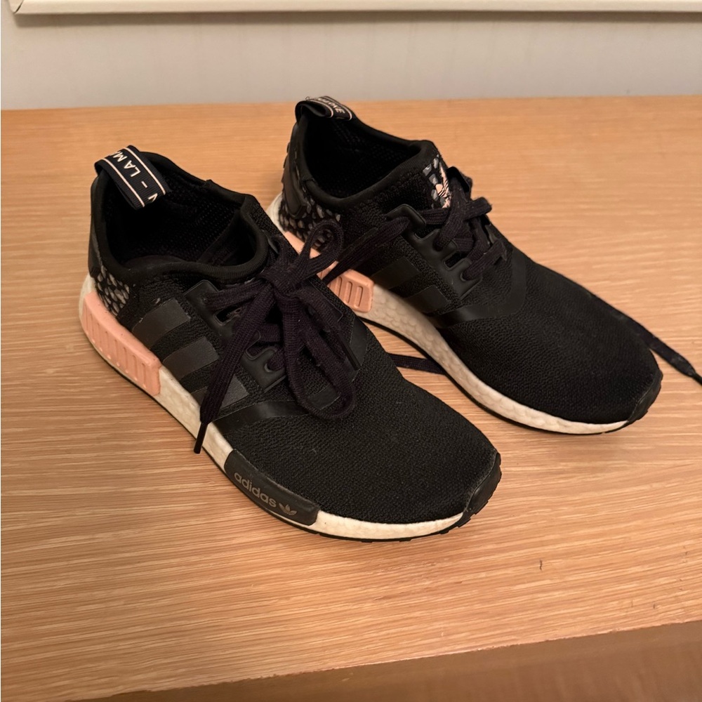 Adidas Black and Peach Athletic Shoes